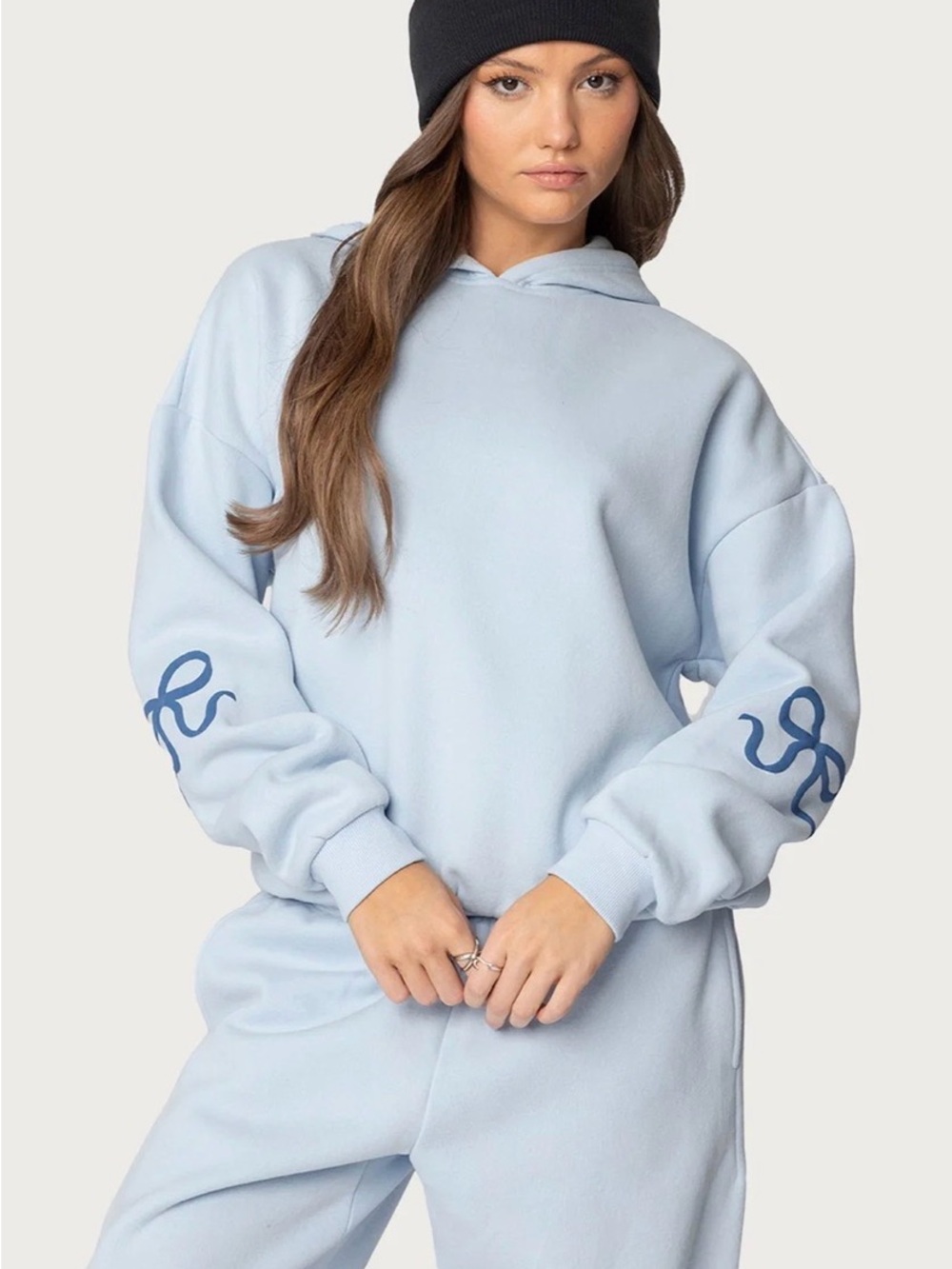 Light Blue Edikted Bow Hoodie